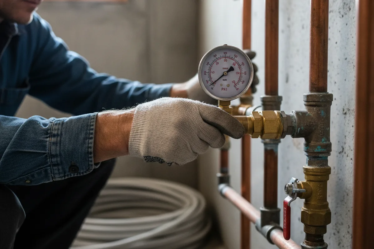 Pressure testing a repaired line during Water Line Repair in Celina